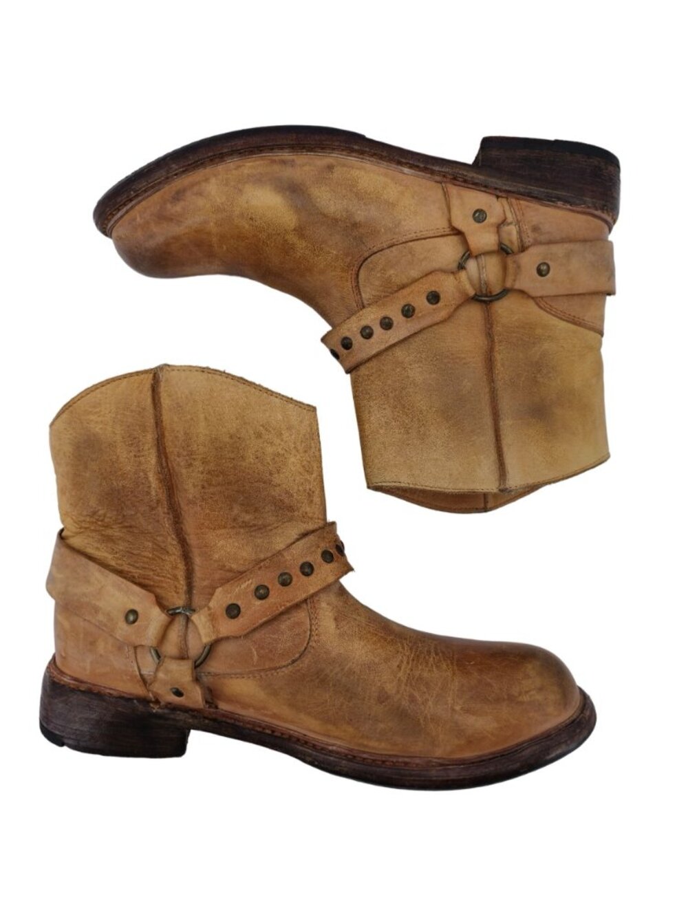 Bed Stu Benchmade Exeter Mens 10 Leather Harness Ankle Boots Cobbler Series - Picture 5 of 14